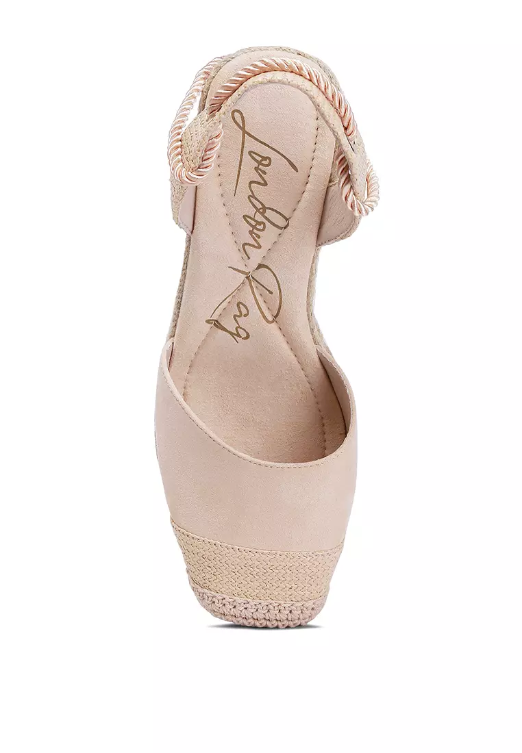 Beige Lace-Up Crochet Espadrilles
