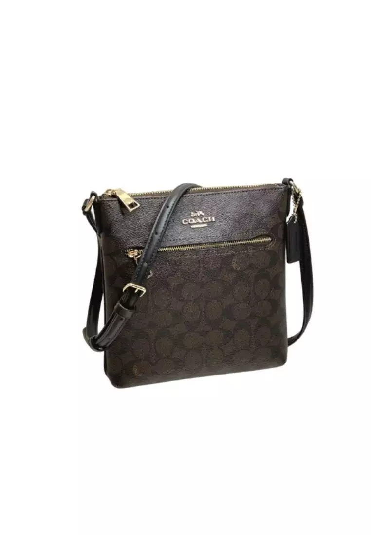 COACH Mini Rowan File Bag In Signature Canvas (CW325) – IM / WALNUT / BLACK