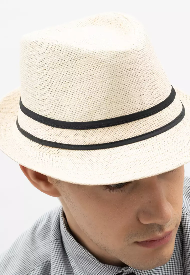 Houseofcuff Topi Fedora Cowboy Hat Fedora Ratan Beige