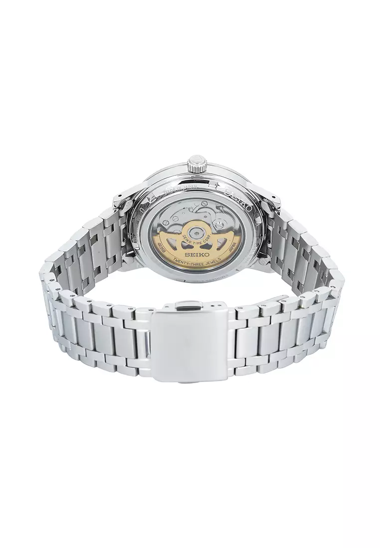 Seiko Presage SRPL07J1 Style 60s - Jam Tangan Automatic Pria - Elegant Yet Rugged Dark Blue Dial - All Stainless Steel