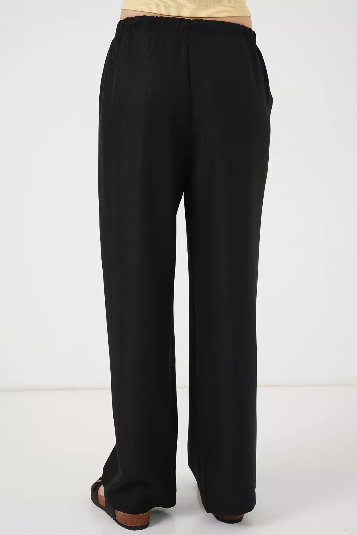 Wide Leg Linen-Look Trousers