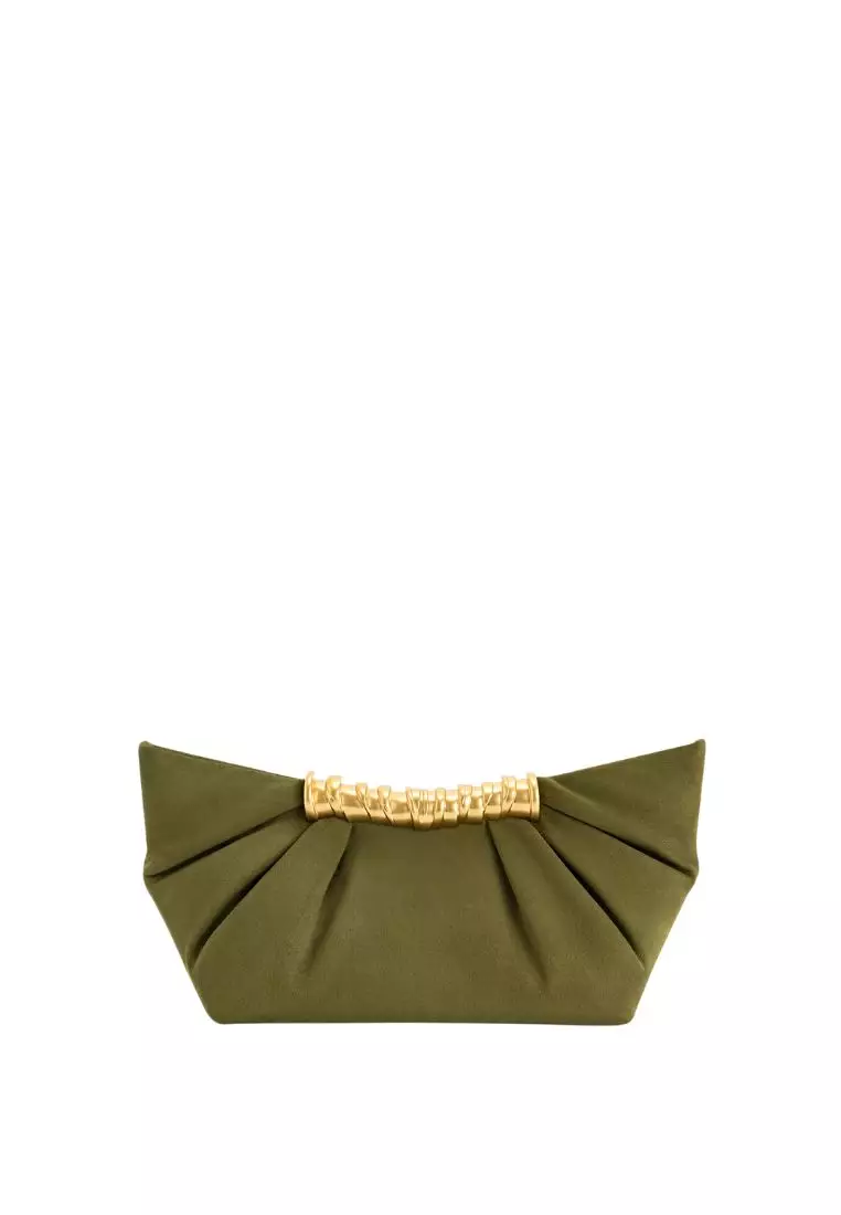 Leia Pleated Clutch - Dark Olive