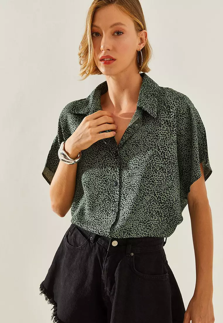Women's Short Sleeve Patterned Viscose Shirt 40831005