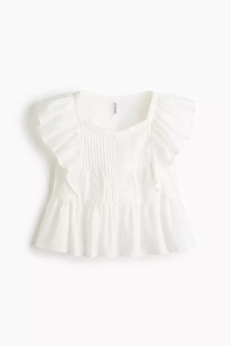 Frill-trimmed cotton top