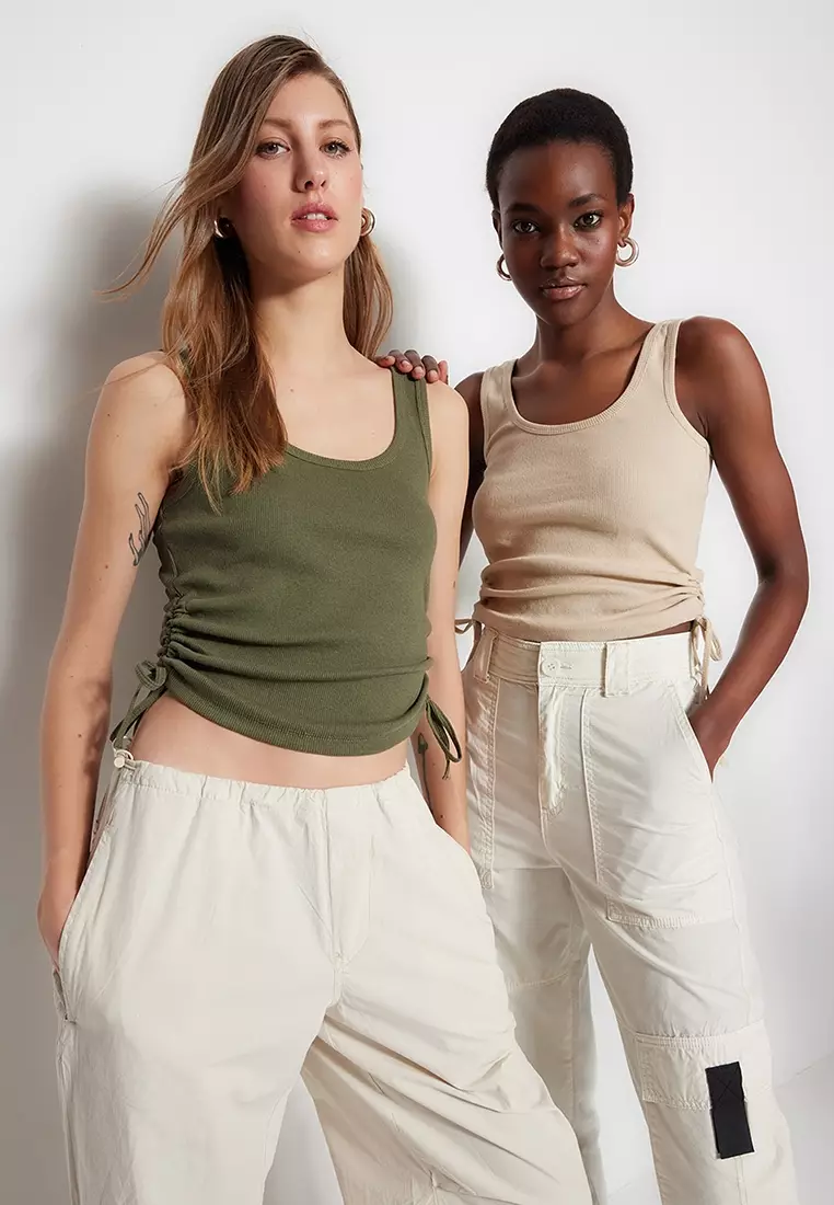 2 Packs Ruched Tank Tops