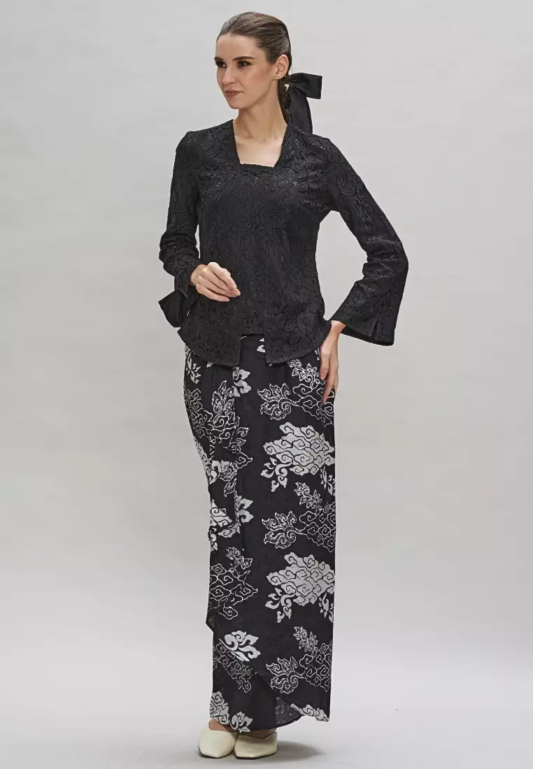 Buy Loveaisyah Black Lace Kebaya Black Batik Pleated Skirt