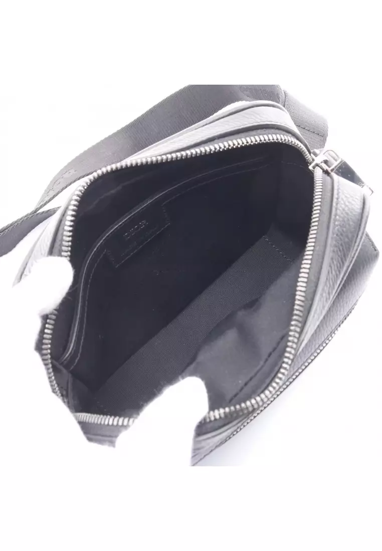 Pre-Loved Christian Dior Rider 2.0 zip Messenger bag mini oblique jacquard Shoulder bag canvas leather black