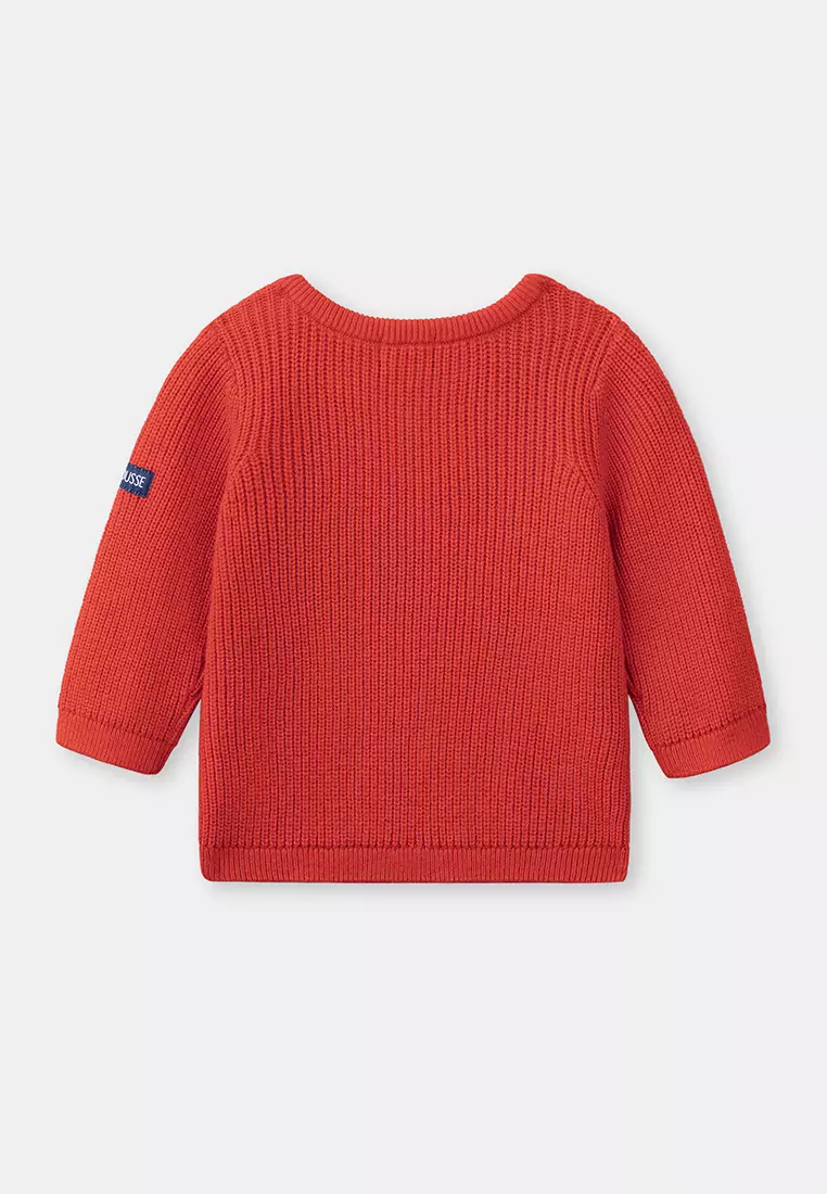 Red Animal Embroidered Sweater