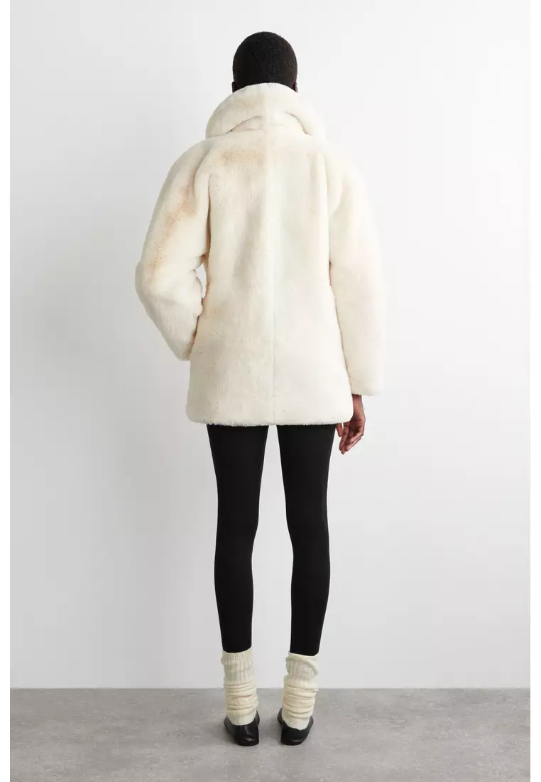 SHAWL-COLLAR FUR-EFFECT JACKET