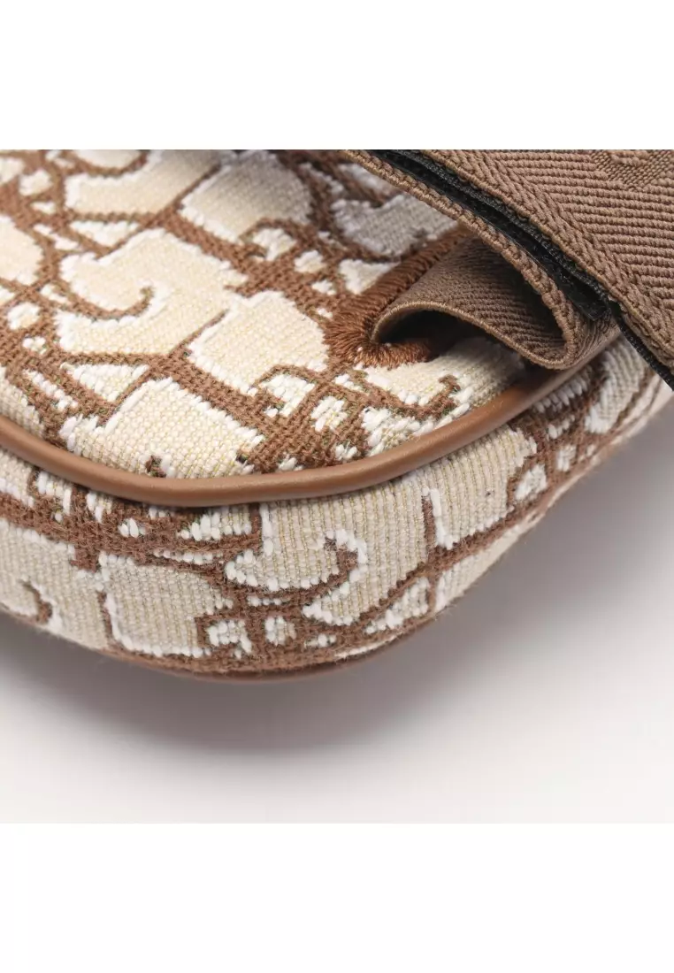 Pre-Loved Christian Dior DIOR × TRAVIS SCOTT CACTUS JACK SADDLE saddle arm Pouch canvas beige Brown