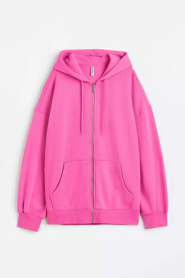 Hoodies Poleron Black Pink H&m Pink Pullover Hm Oversized