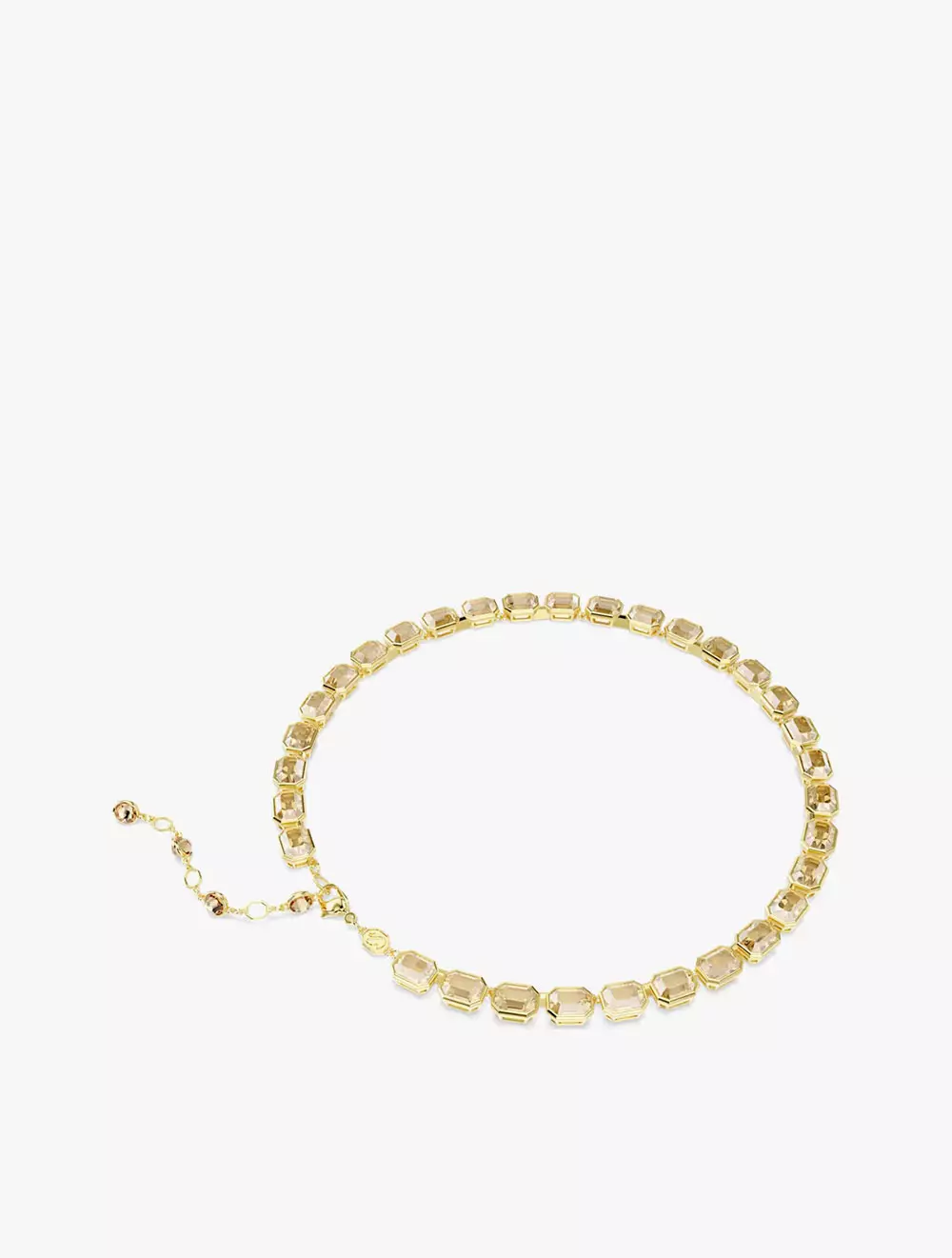Millenia Tennis necklace, Octagon cut, Yellow, Gold-tone plated
