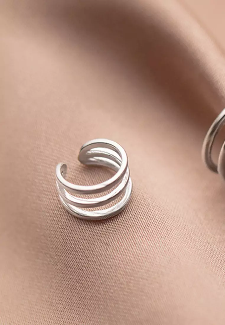 925 Silver Triple Layer Design Ear Cuff JW AR-E2957.3