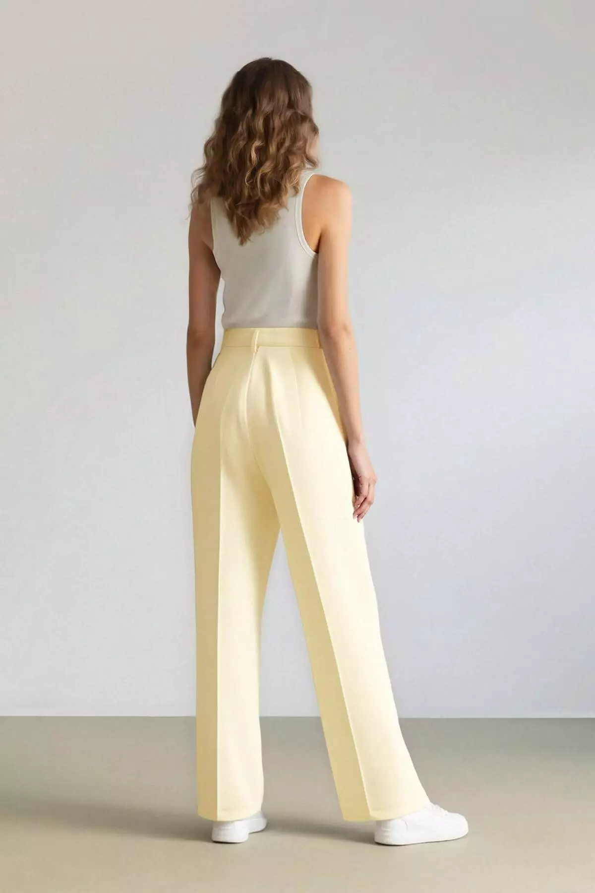 Straight Fit Linen Fabric Palazzo Pants High Waist Long Length F0112Ax25Sm