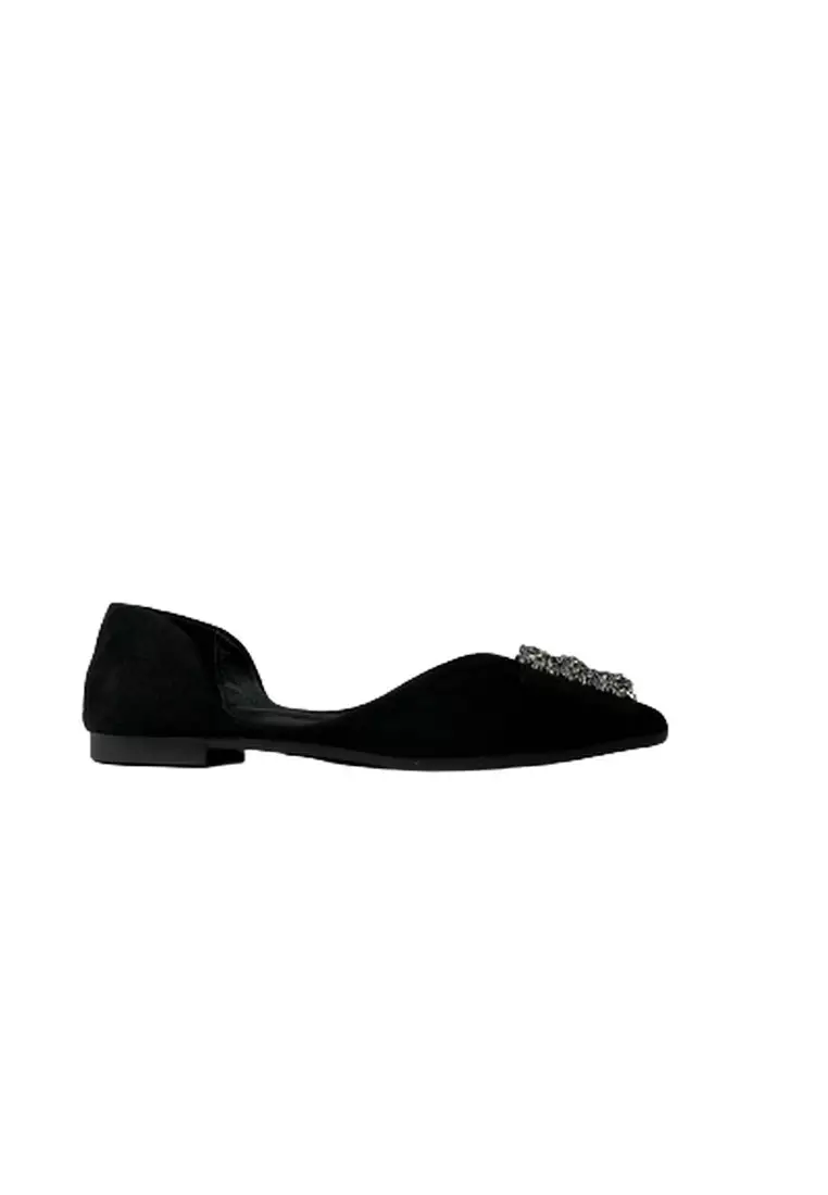 Womens black velvet flats store