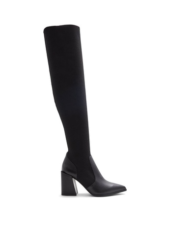 aldo black leather knee high boots