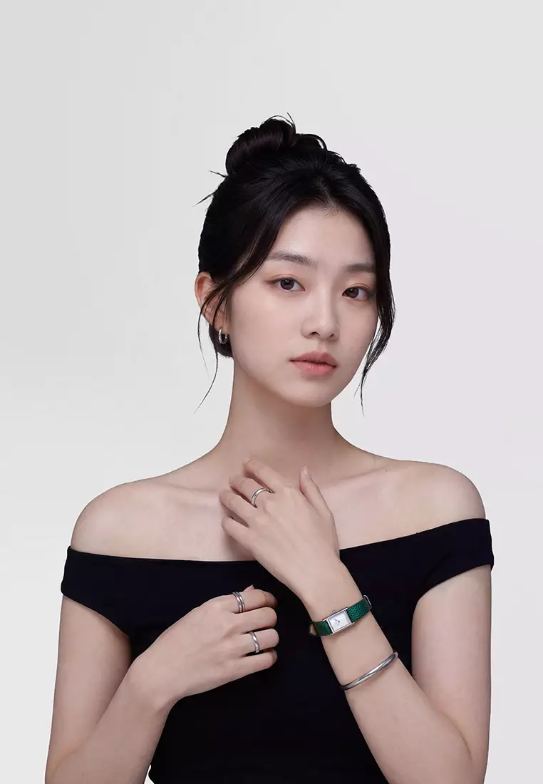 Bound Mini Green Lizard White Silver - Women Watch Stainless Steel Leather Strap watch DW Official Authentic Original 女士手錶 不銹鋼手錶 DW 官方 真皮手錶 正品