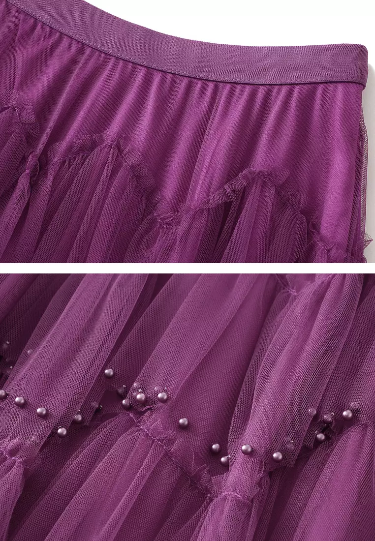Heavily Embellished Tulle Tiered Skirt AF1220
