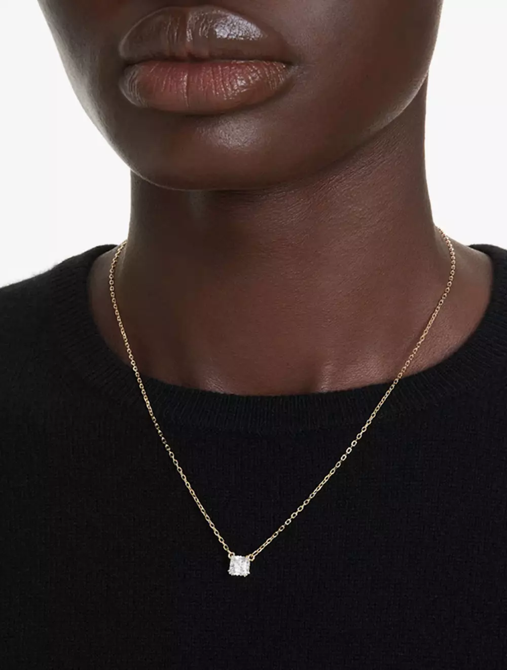 Stilla Pendant, Square Cut, White, Gold-Tone Plated - White