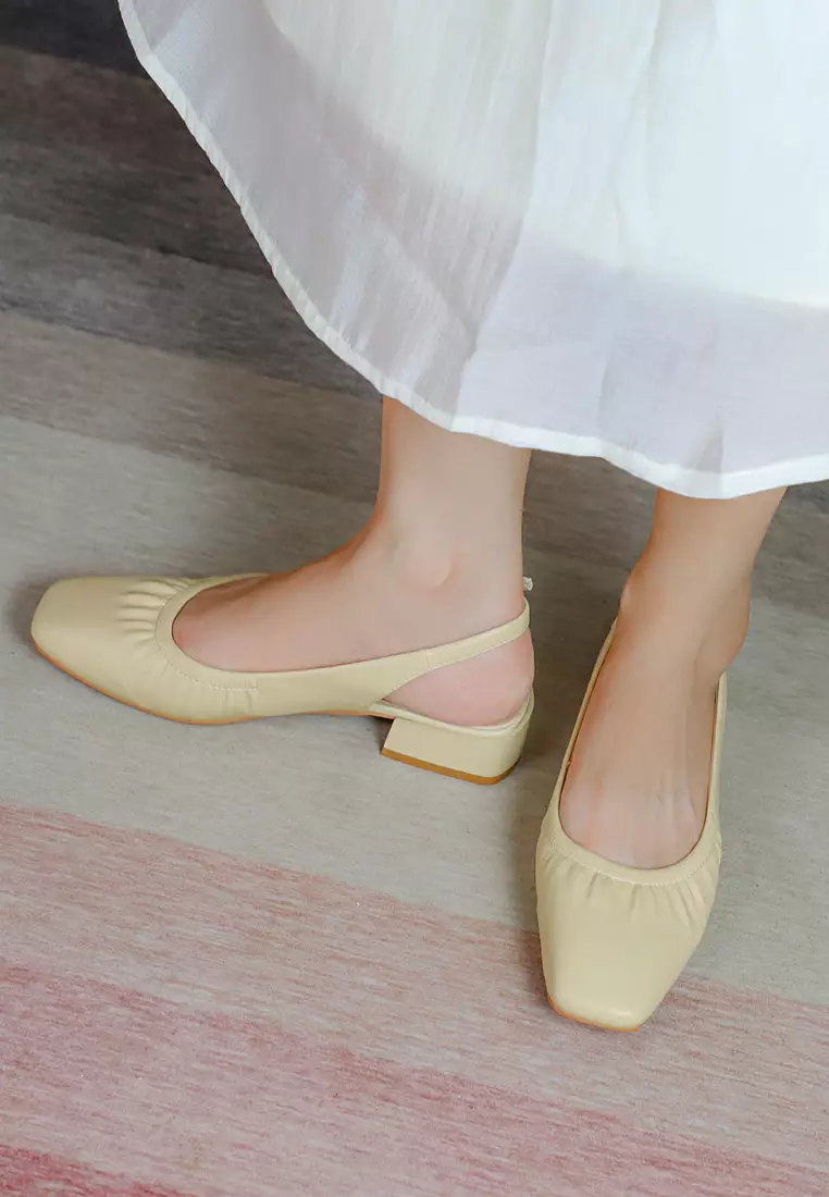 Microfiber Leather Slingback Mid Heel BY3618-9