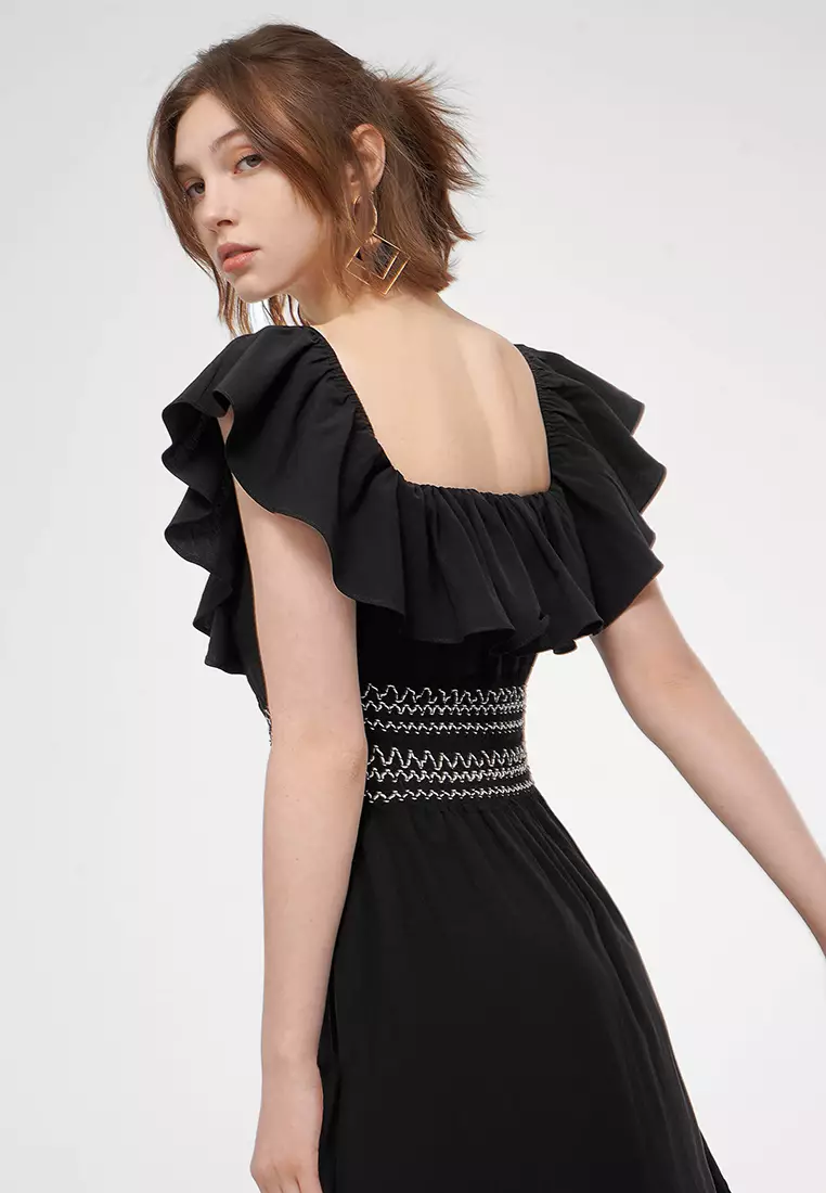 Ruffle Detail Smocked Dress