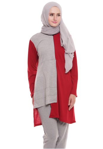 Two Tune Gyre Tunic Red - Light Gray
