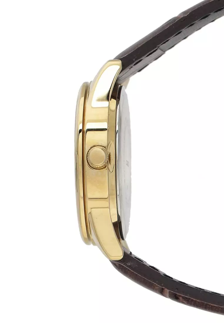 Casio Jam Tangan Wanita - Brown Gold White - Leather Strap - LTP-V005GL-7BUDF