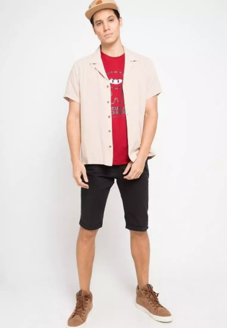 MTF86 chamouflage ninja maroon kaos pria