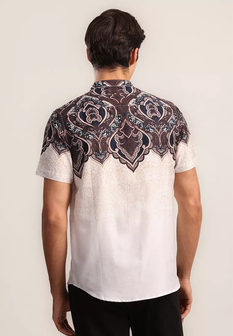 MOC - Kemeja Shanghai Lengan Pendek Pria Irsyad - Brown