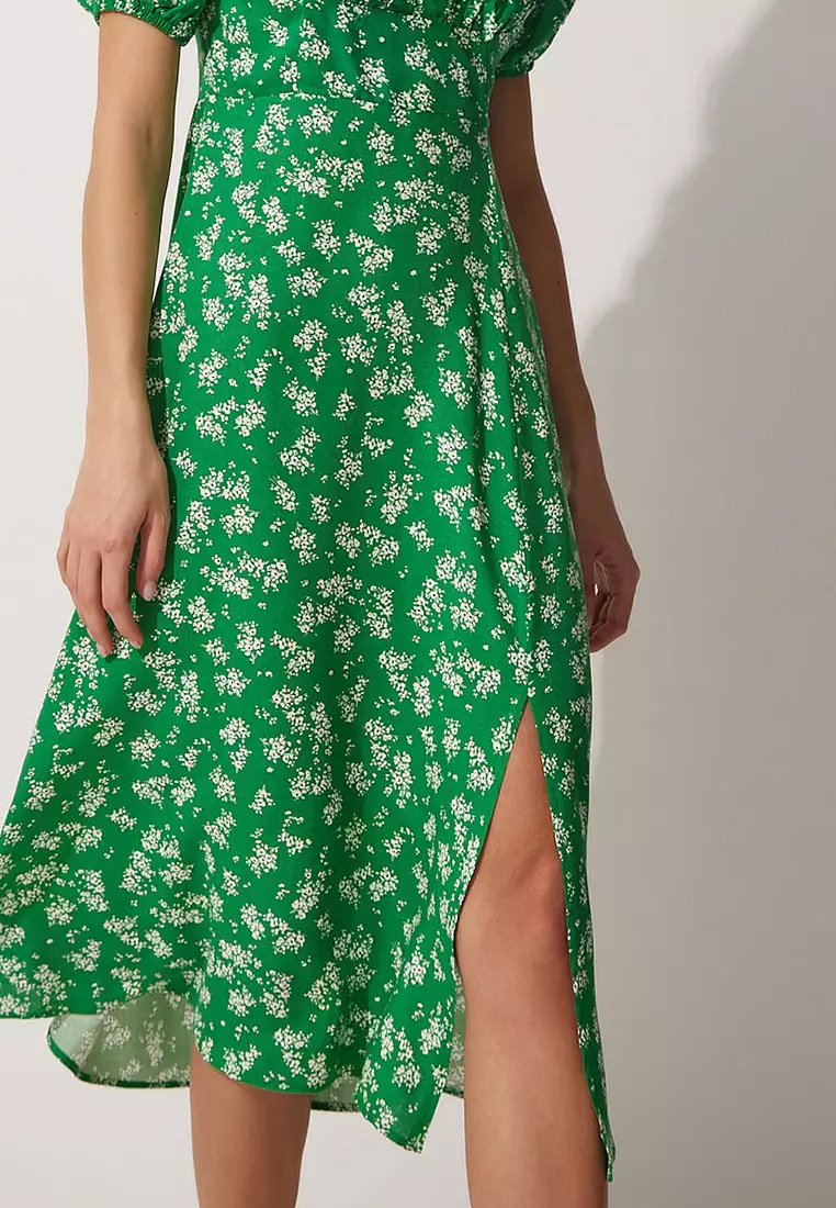 Carmen Collar Floral Summer Viscose Dress