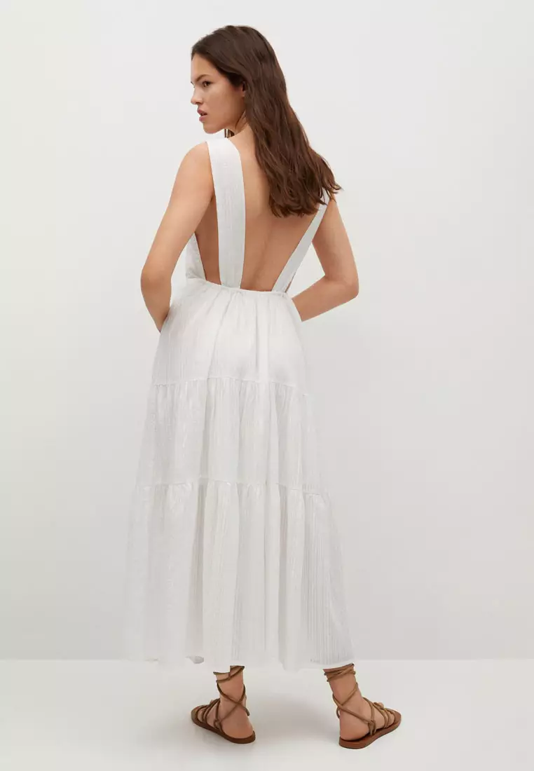 Mango white outlet maxi dress