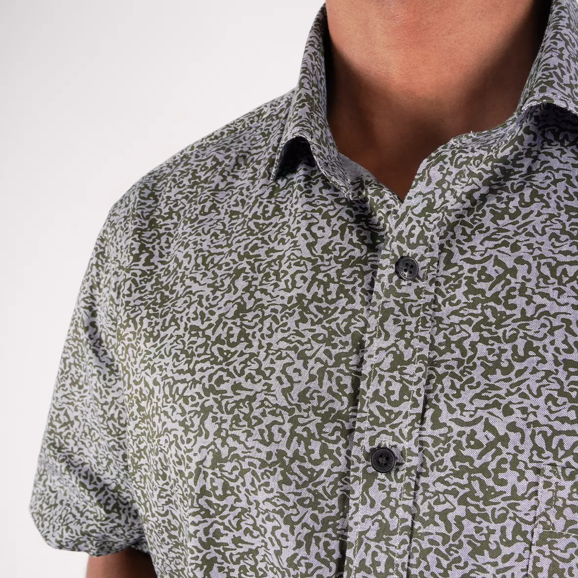 Kemeja Lengan Pendek Ethan White Print Olabri Grey