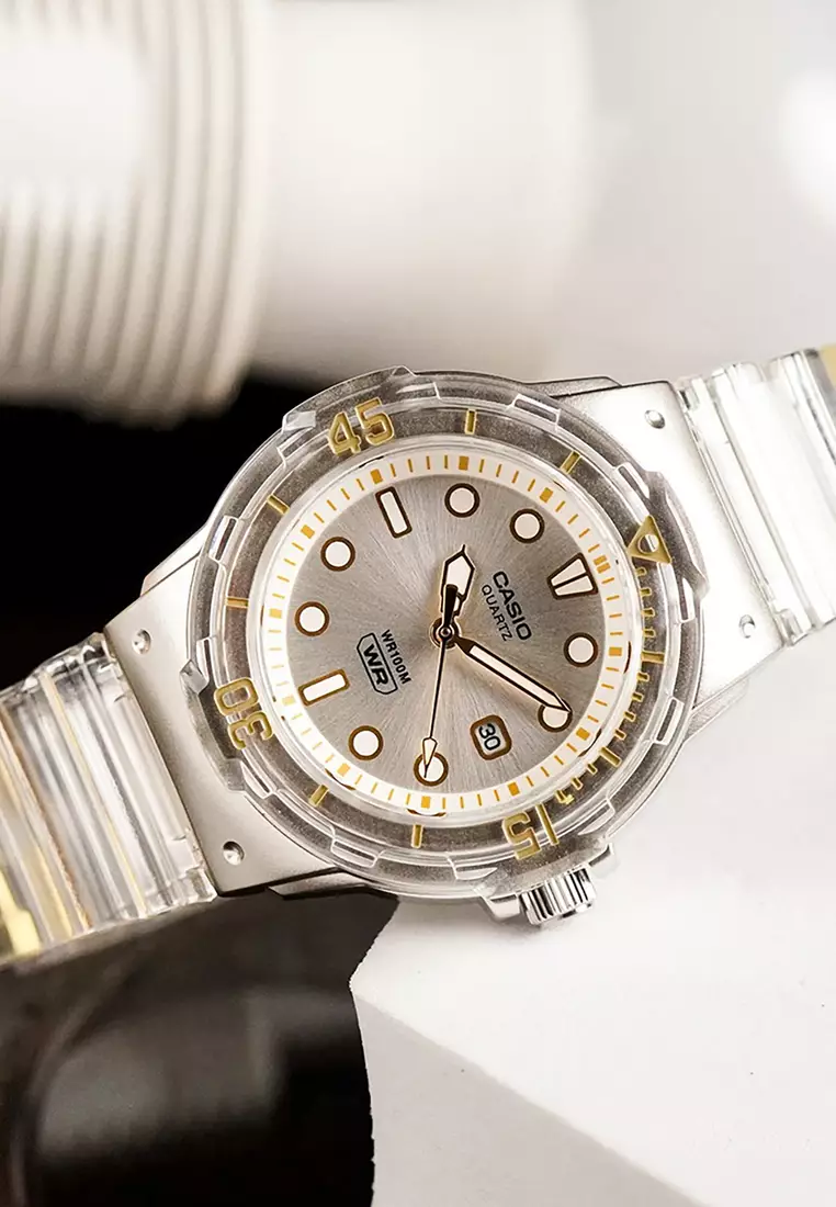 Women Analog Watch LRW-200HS-7EV Clear Resin Strap