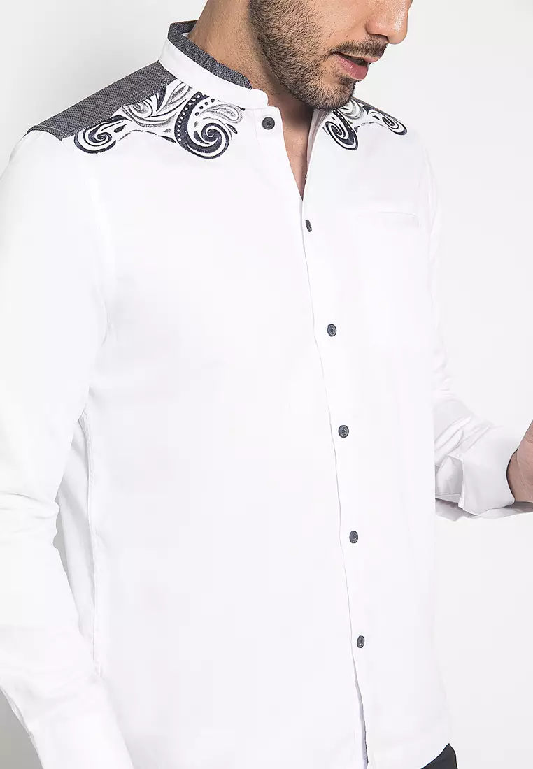 LGS - Baju Koko - Kemeja Koko - Koko Bordir - Motif - Putih - Regular Fit - CSH.285.S1050K.346.C