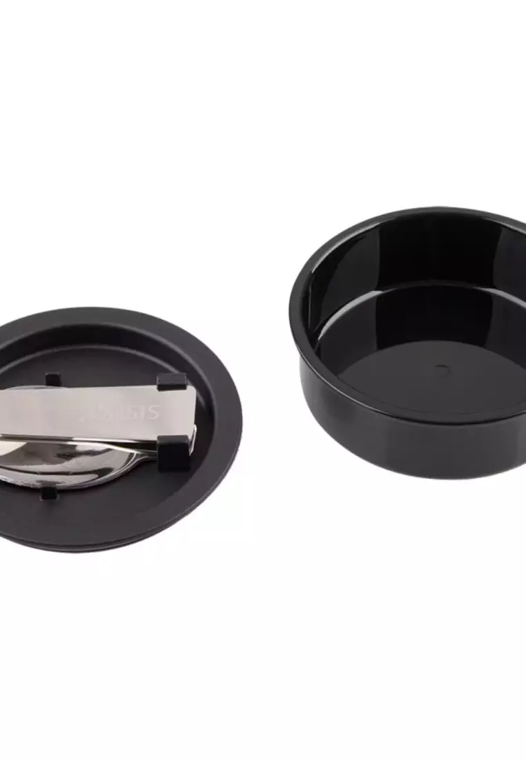 Oasis S/S Insulated Dual Compartment Food Jar W Handle And Spoon 700ML - Black