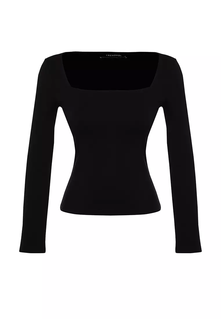Square Neck Fitted Knit Top