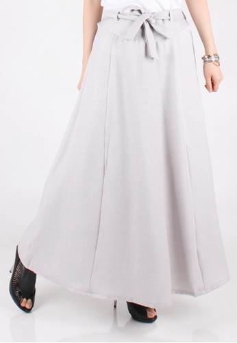 Linen Bowtie Maxi Skirt - Light Grey