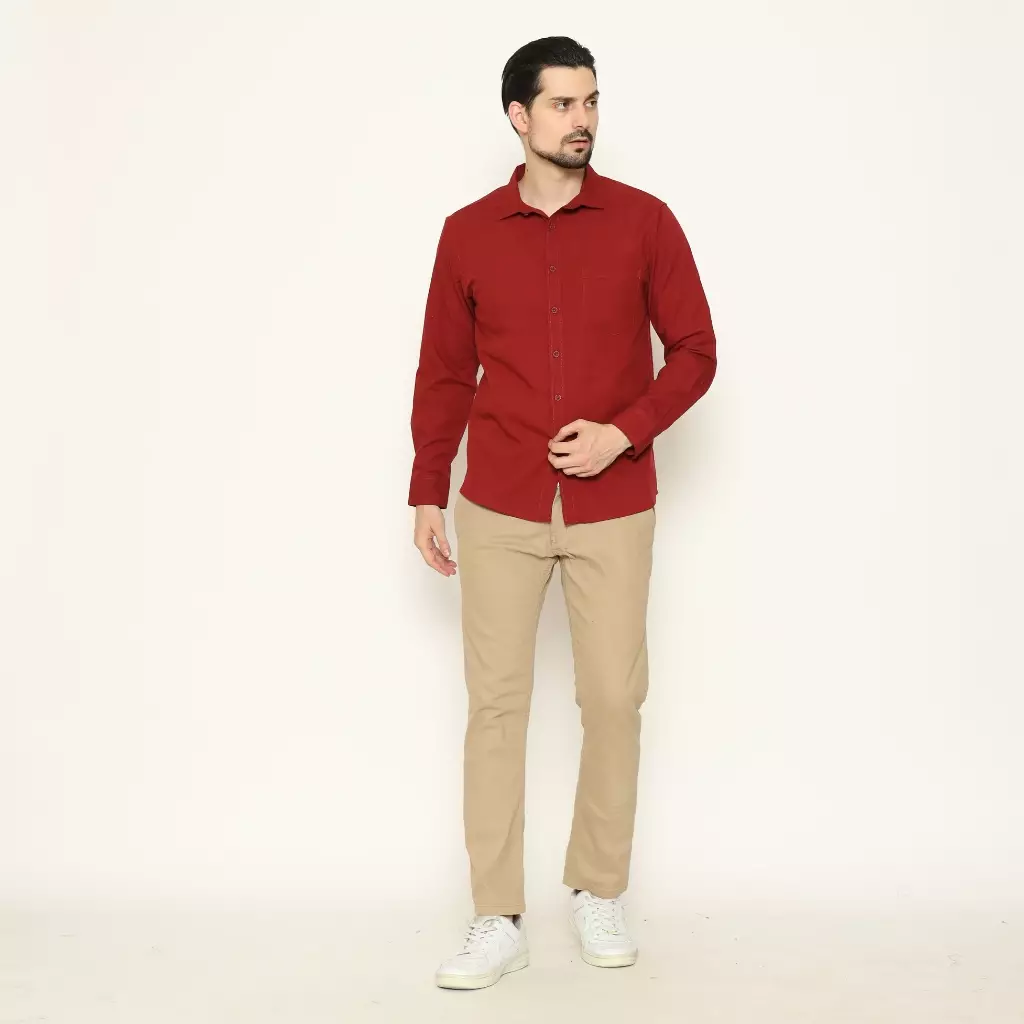 AMK Kemeja Pria Lengan Panjang SHS Igor L/S Maroon