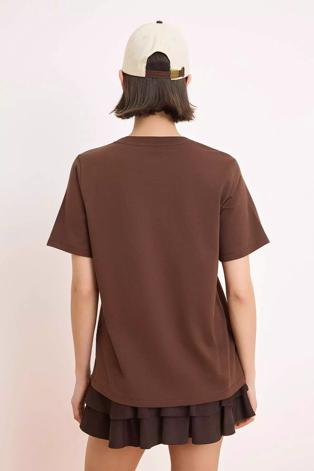 Brown Slogan Regular/Normal Fit Short Sleeve 1% Cotton Knitted T-Shirt Twoss26Ts171