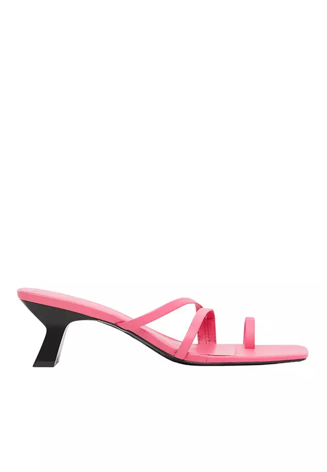 Discount on Mango  shoes - SKU: Straps Leather Sandal Heels