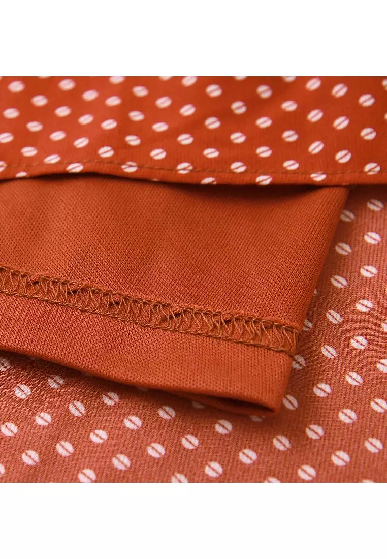 KITTY拿鐵咖啡系列．咖啡豆圓點印花後綁帶雪紡洋裝《KB1404》