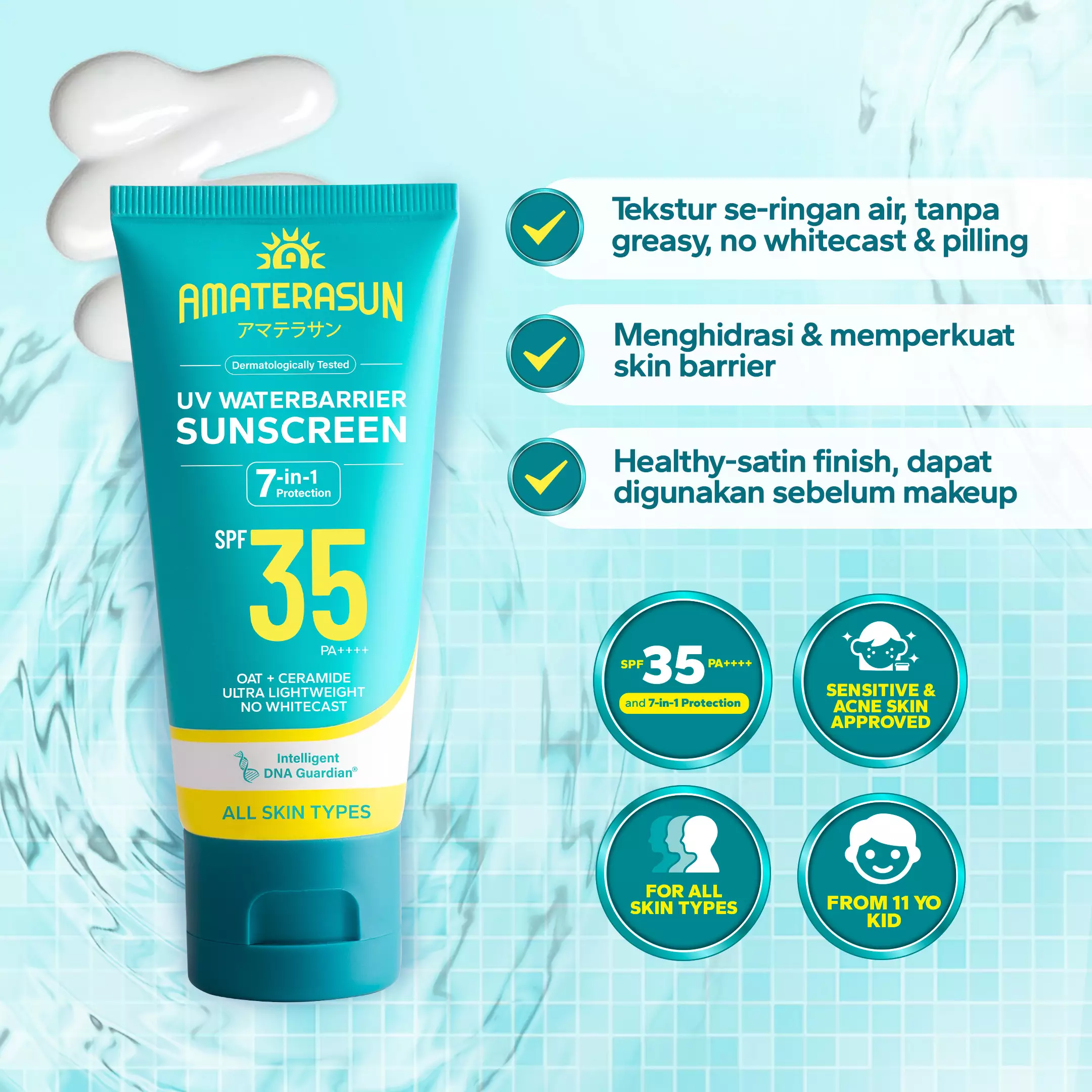 AMATERASUN [REAL SPF CERTIFIED]  UV WaterBarrier SPF 35 PA++++ - SUNSCREEN WUDHU FRIENDLY