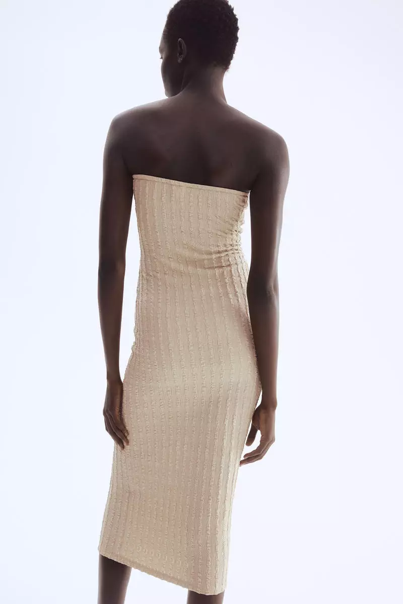 Textured jersey bandeau dress