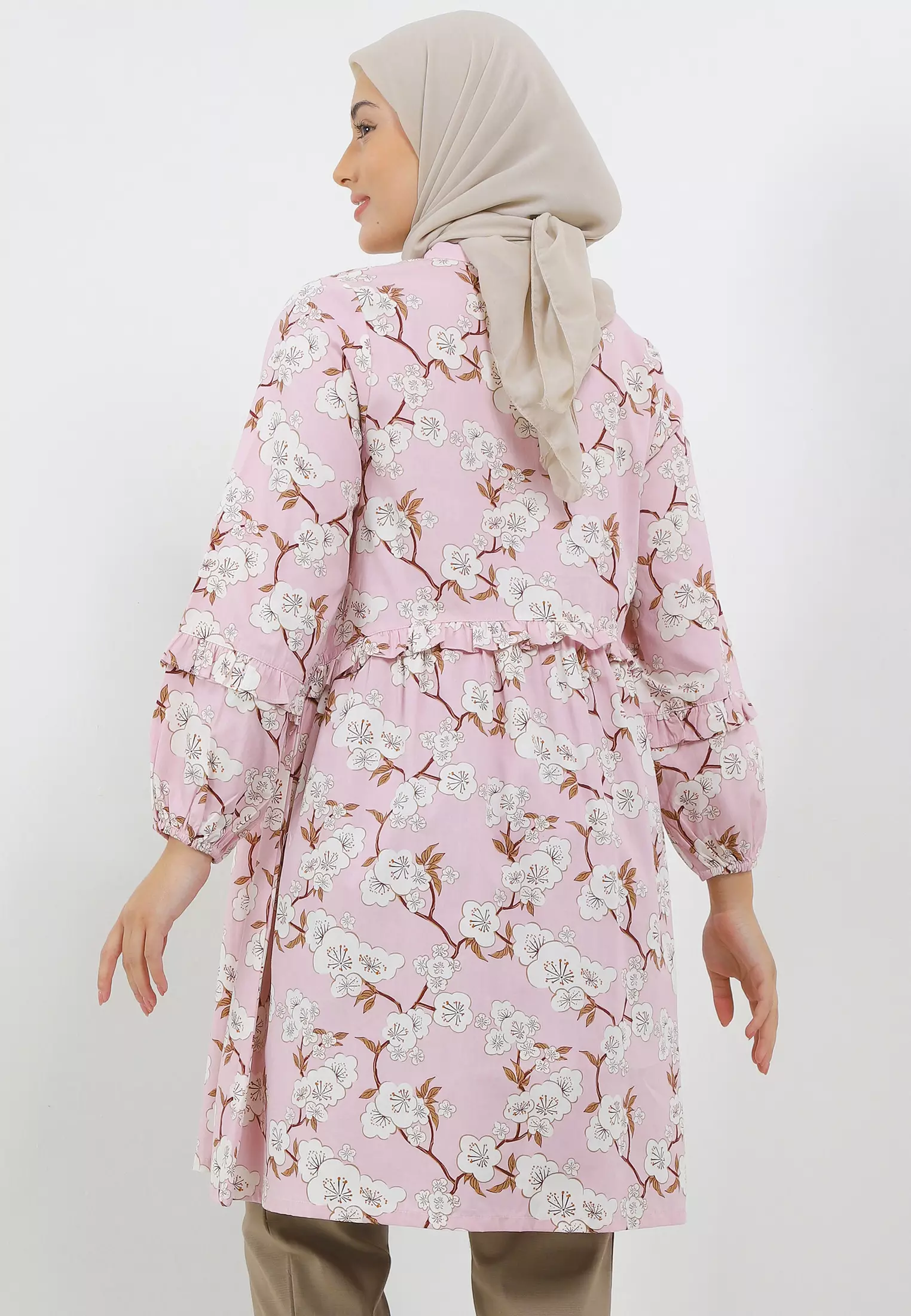 MFMW Mutoharoh Tunik Pink Motif Bunga