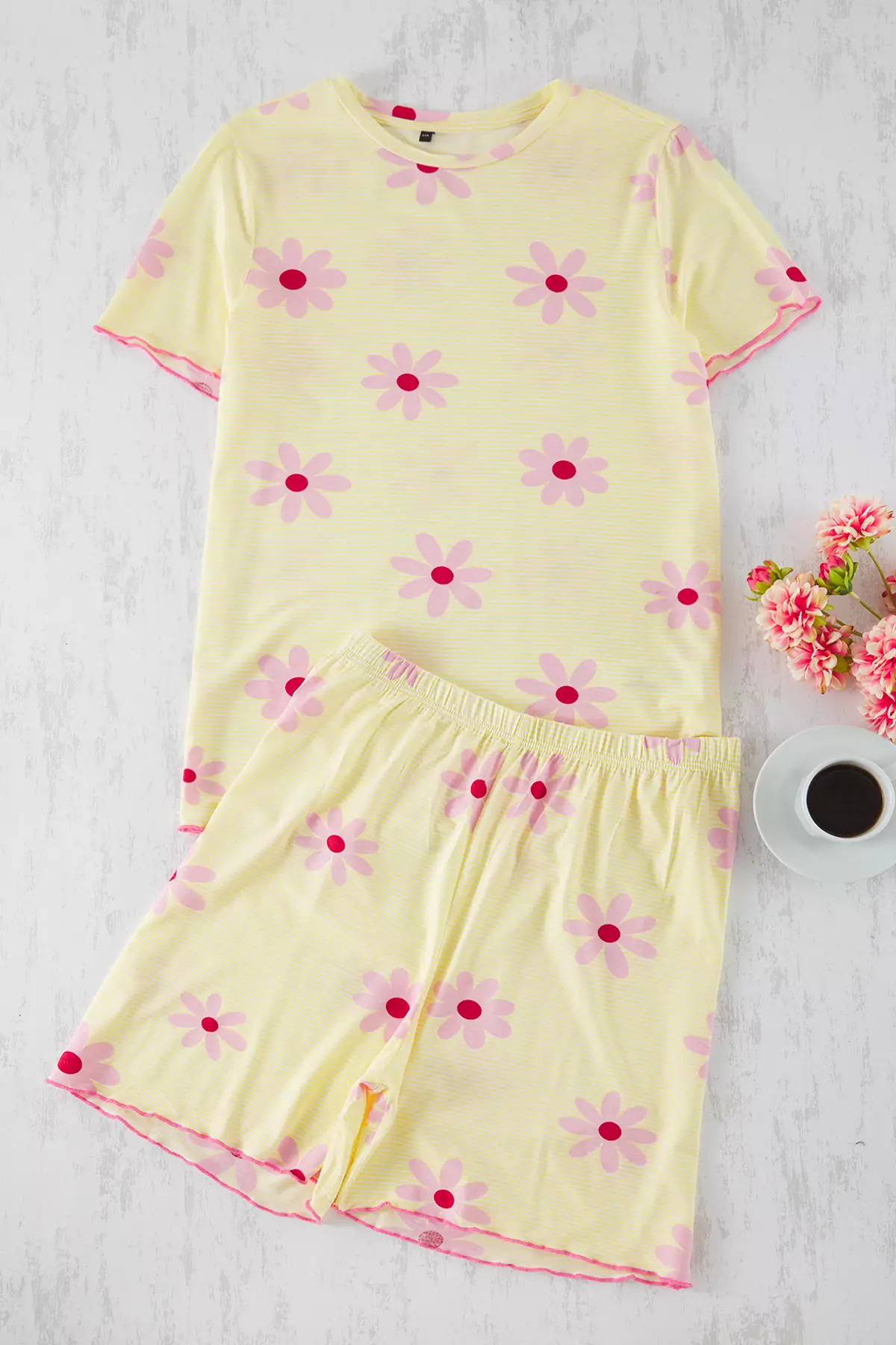 Stripes & Floral print Pyjamas Set