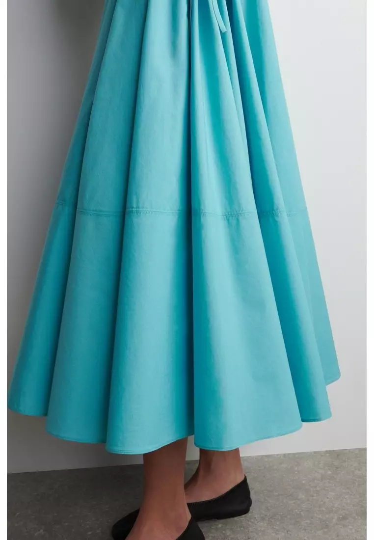 CIRCLE-CUT COTTON MIDI SKIRT