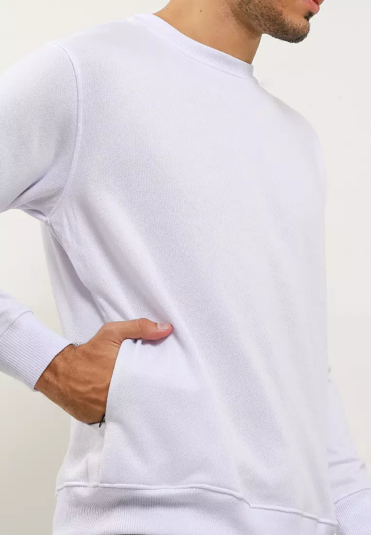 Cotton Well Sweater with Hidden Pocket White | Jaket Tebal dengan Kantong Tersembunyi Putih