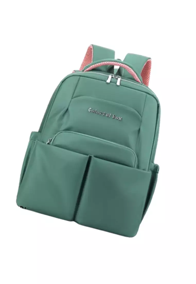 Tas Ransel COLORFUL FOX Wanita Backpack Wanita Remaja Tas Bahan Anti Air BAEOS ORIGINAL - Green