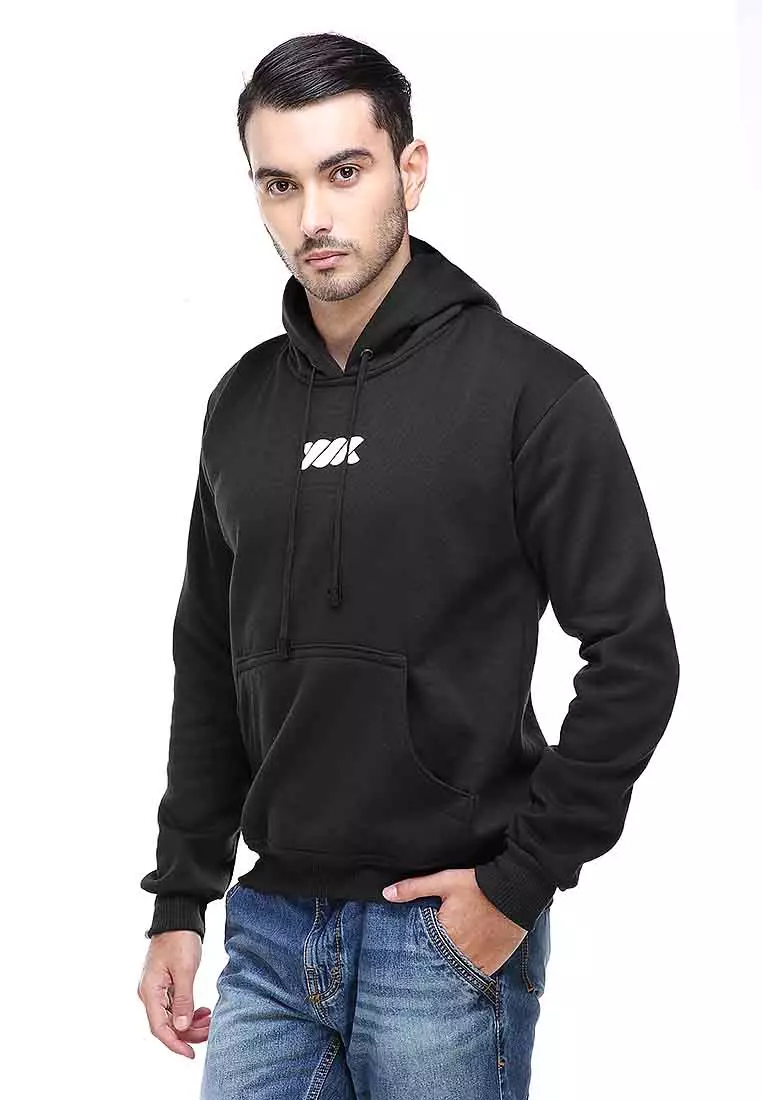 Clover Jaket Hoodie Sweater Pria Chess Centre Casual Jacket Material Fleece ORIGINAL - Black