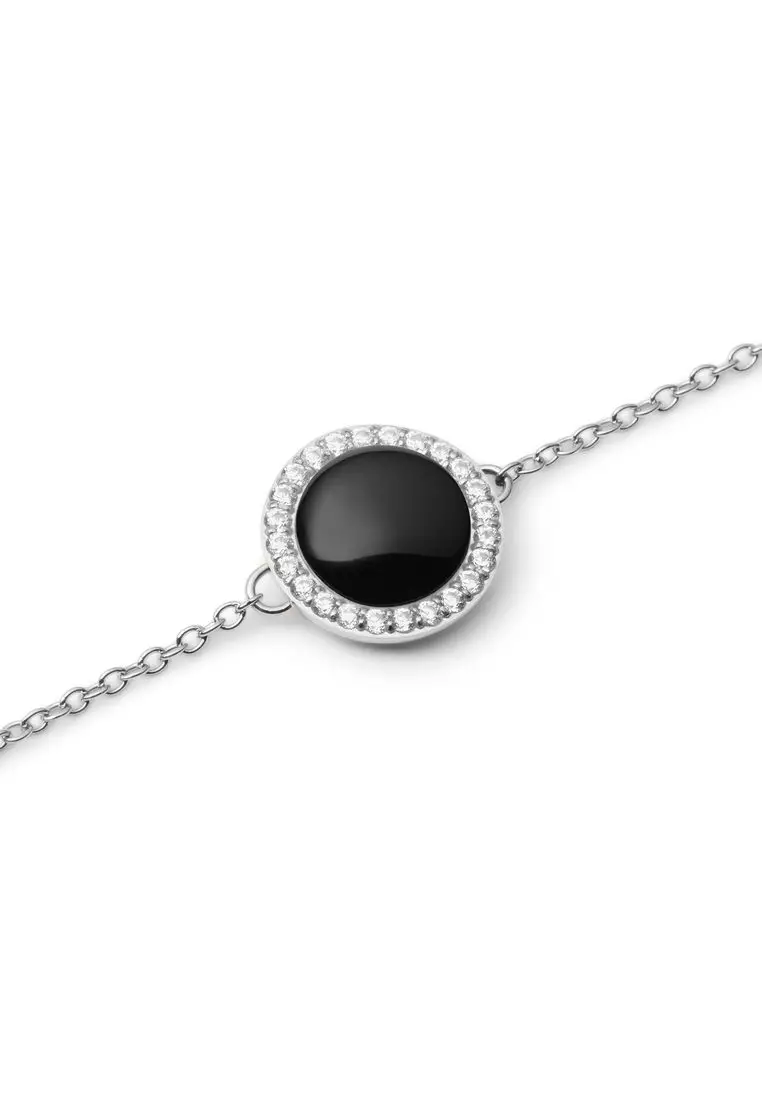 Audrey Bracelet Black Agathe Silver - Unisex Bracelet for women and men stainless steel Bracelet DW Official Authentic Original gelang tangan perempuan lelaki DW